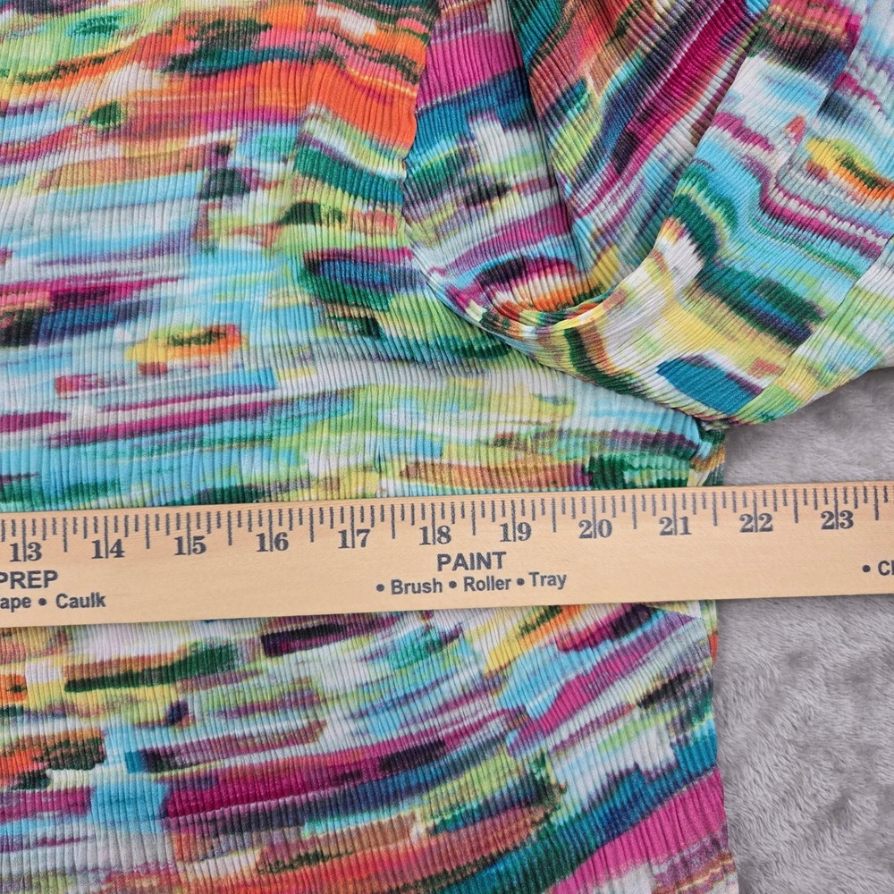 Investments Tunic Blouse Women 2X Multicolor Pleated Button Up Bell Sleeve Artsy - Picture 11 of 11